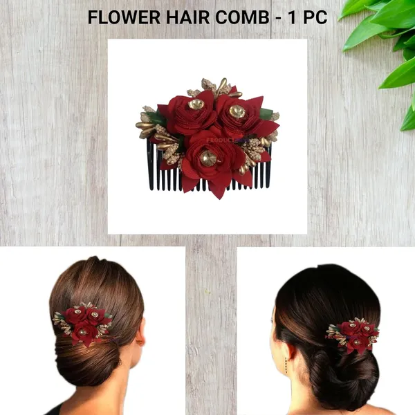 Red_Hair_Comb_Pin_Floral_For_Women_And_Girls_Hair