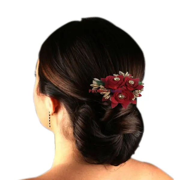Red_Hair_Comb_Pin_Floral_For_Women_And_Girls_Hair