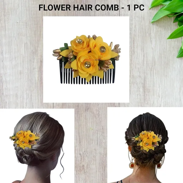 Yellow_Floral_Hair_Comb_Pin_Floral_For_Women_And_Girls_Hair