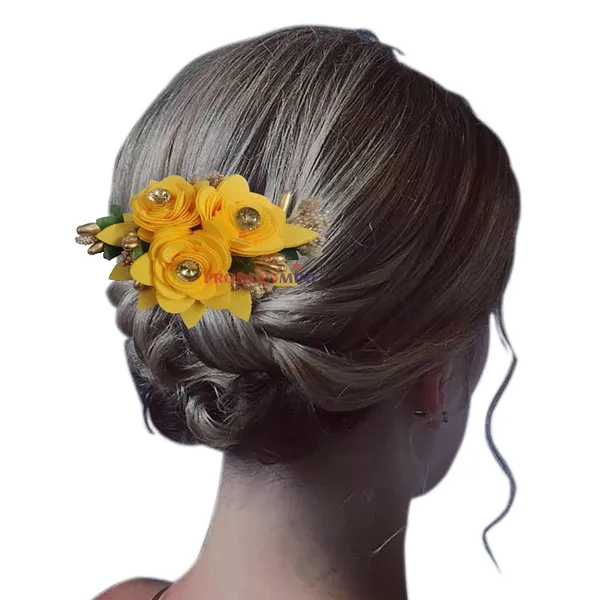 Yellow_Floral_Hair_Comb_Pin_Floral_For_Women_And_Girls_Hair