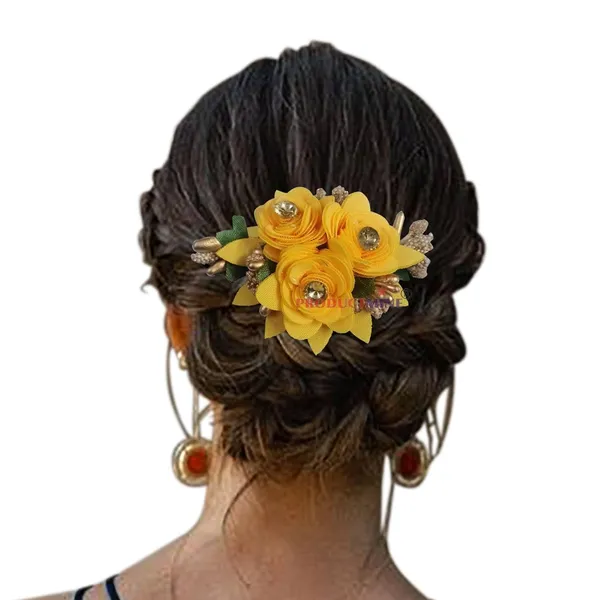 Yellow_Floral_Hair_Comb_Pin_Floral_For_Women_And_Girls_Hair