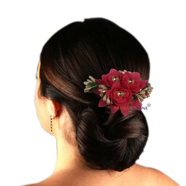 Magenta_Floral_Hair_Comb_Pin_Floral_For_Women_And_Girls_Hair