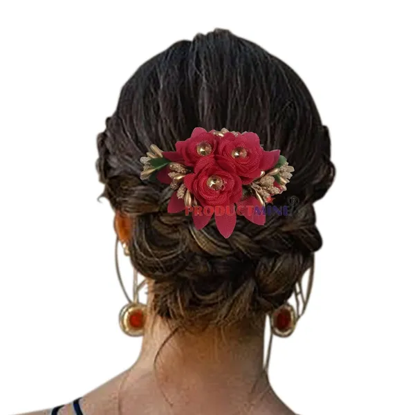 Magenta_Floral_Hair_Comb_Pin_Floral_For_Women_And_Girls_Hair