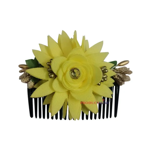 Yellow_Hair_Comb_Pin_Floral_For_Women_And_Girls_Hair