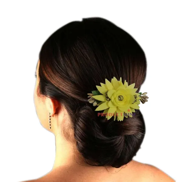 Yellow_Hair_Comb_Pin_Floral_For_Women_And_Girls_Hair