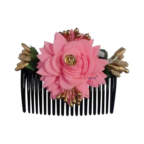 Pink_Floral_Hair_Comb_Pin_Floral_For_Women_And_Girls_Hair