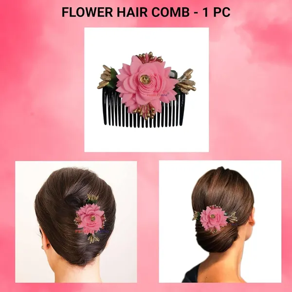 Pink_Floral_Hair_Comb_Pin_Floral_For_Women_And_Girls_Hair