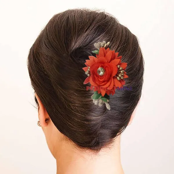 Orange_Floral_Hair_Comb_Pin_Floral_For_Women_And_Girls_Hair