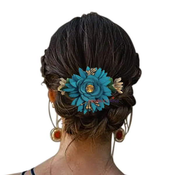 Turquoise_Floral_Hair_Comb_Pin_Floral_For_Women_And_Girls_Hair