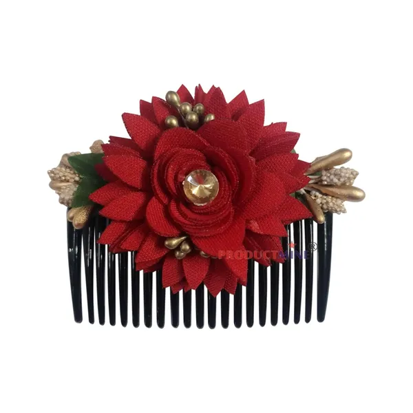 Maroon_Floral_Hair_Comb_Pin_Floral_For_Women_And_Girls_Hair