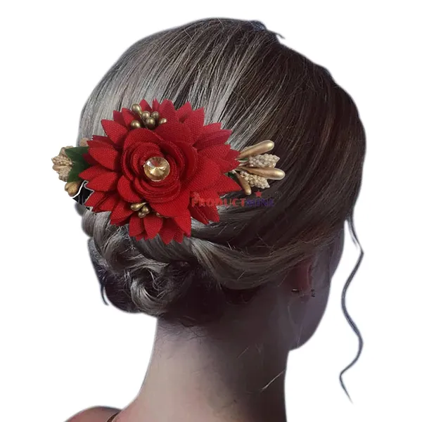 Maroon_Floral_Hair_Comb_Pin_Floral_For_Women_And_Girls_Hair