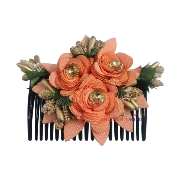 Peach_Floral_Hair_Comb_Pin_Floral_For_Women_And_Girls_Hair