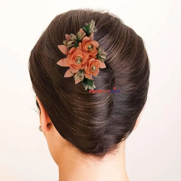 Peach_Floral_Hair_Comb_Pin_Floral_For_Women_And_Girls_Hair