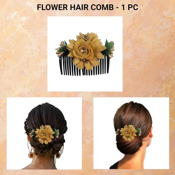 Beige_Floral_Hair_Comb_Pin_Floral_For_Women_And_Girls_Hair