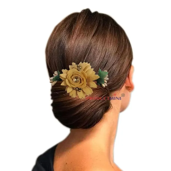 Beige_Floral_Hair_Comb_Pin_Floral_For_Women_And_Girls_Hair