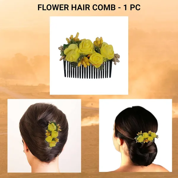 Yellow_Floral_Hair_Comb_Pin_Floral_For_Women_And_Girls_Hair