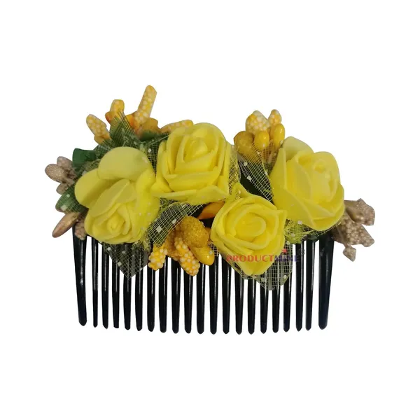 Yellow_Floral_Hair_Comb_Pin_Floral_For_Women_And_Girls_Hair