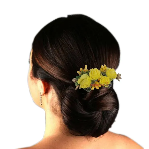 Yellow_Floral_Hair_Comb_Pin_Floral_For_Women_And_Girls_Hair