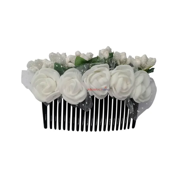 White_Hair_Comb_Flower_Hair_Comb_Artificial_Flower_Pin_Floral_For_Women_And_Girls_Hair