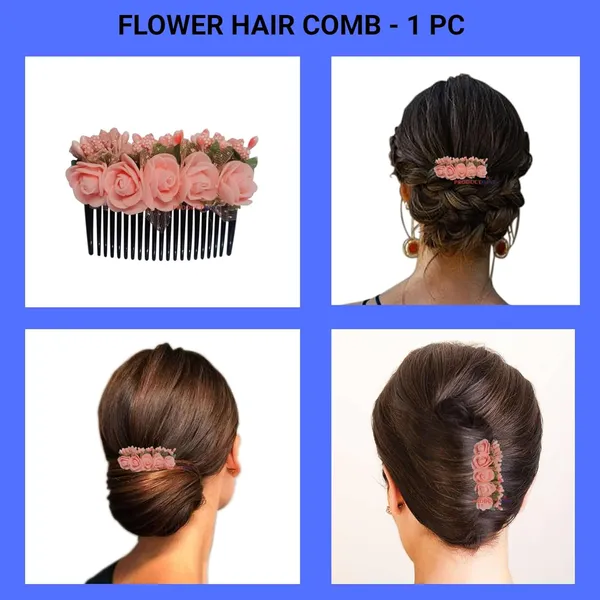 Peach_Floral_Hair_Comb_Pin_Floral_For_Women_And_Girls_Hair