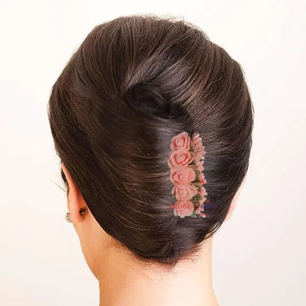 Peach_Floral_Hair_Comb_Pin_Floral_For_Women_And_Girls_Hair