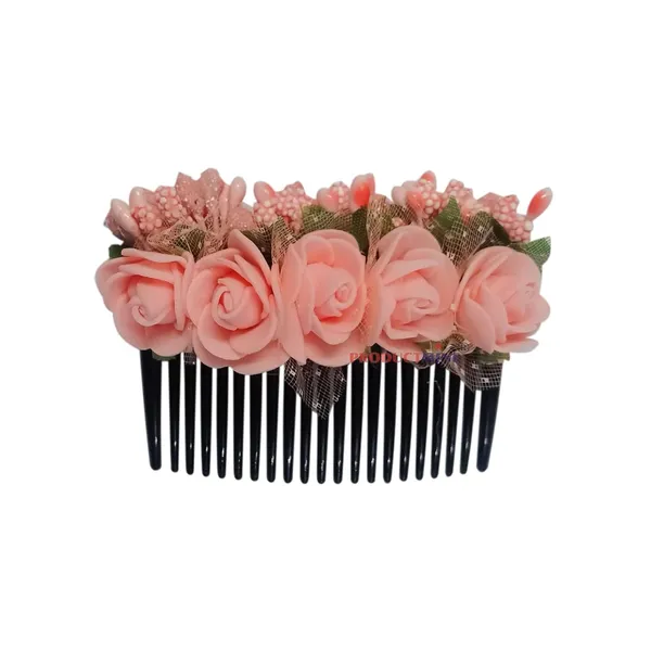 Peach_Floral_Hair_Comb_Pin_Floral_For_Women_And_Girls_Hair