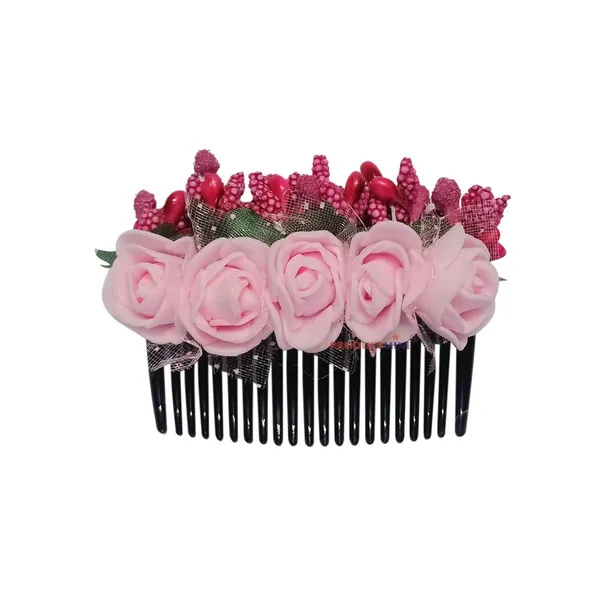 Pink_Floral_Hair_Comb_Pin_Floral_For_Women_And_Girls_Hair