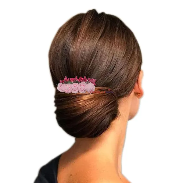 Pink_Floral_Hair_Comb_Pin_Floral_For_Women_And_Girls_Hair