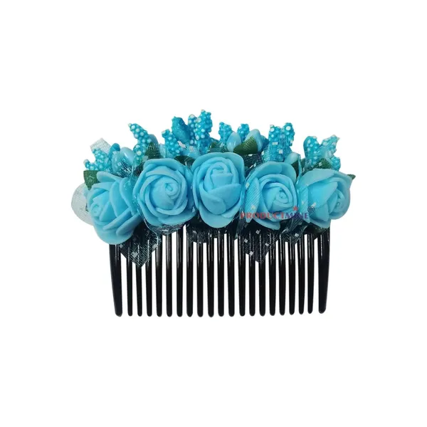 Blue_Floral_Hair_Comb_Pin_For_Women_And_Girls_Hair