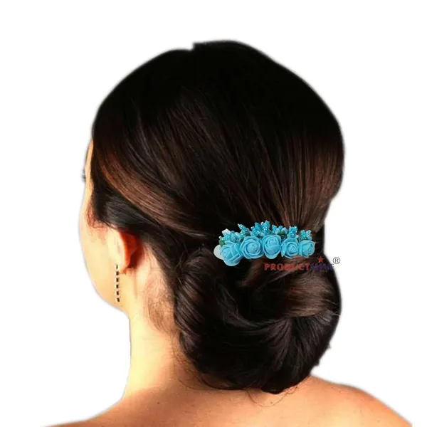 Blue_Floral_Hair_Comb_Pin_For_Women_And_Girls_Hair