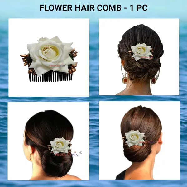White_Floral_Hair_Comb_Pin_Floral_For_Women_And_Girls_Hair