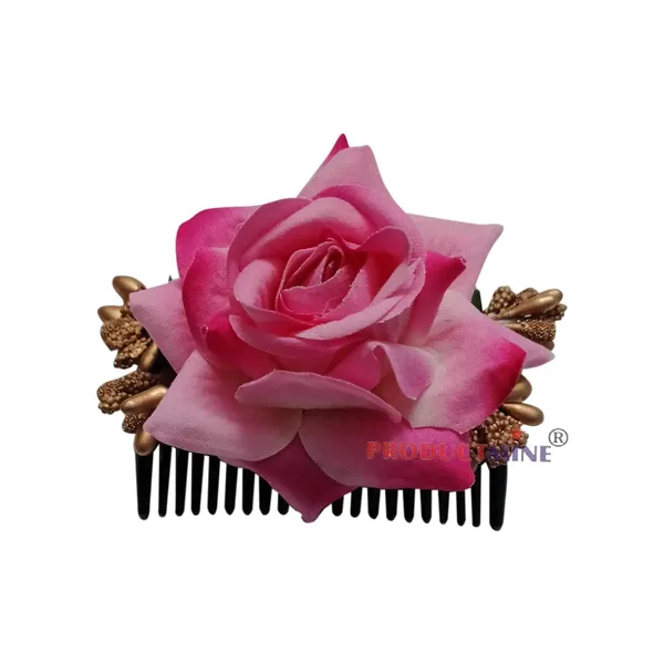 Pink_Floral_Hair_Comb_Pin_Floral_For_Women_And_Girls_Hair