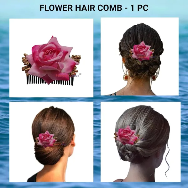 Pink_Floral_Hair_Comb_Pin_Floral_For_Women_And_Girls_Hair