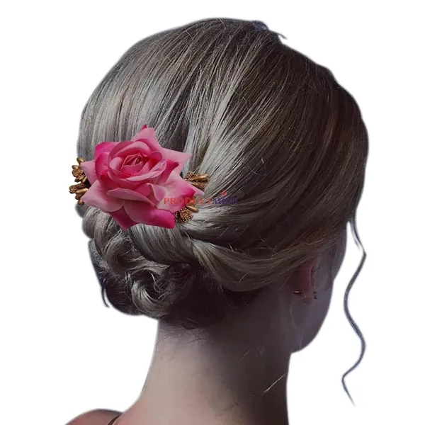 Pink_Floral_Hair_Comb_Pin_Floral_For_Women_And_Girls_Hair