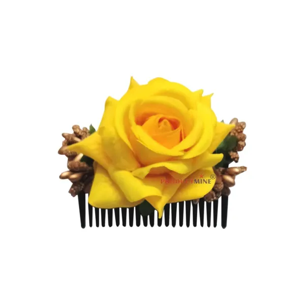 Yellow_Floral_Hair_Comb_Pin_Floral_For_Women_And_Girls_Hair