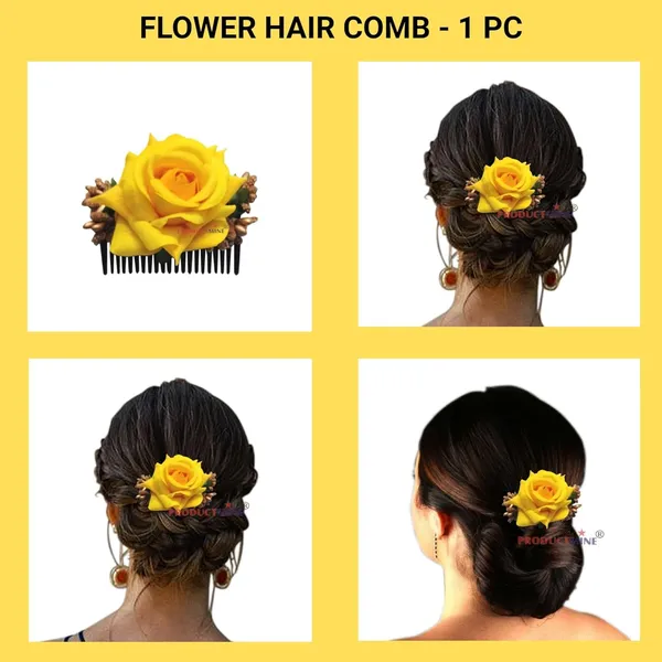 Yellow_Floral_Hair_Comb_Pin_Floral_For_Women_And_Girls_Hair