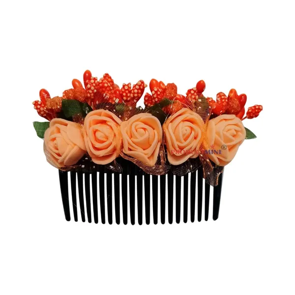 Orange_Floral_Flower_Hair_Comb_Artificial_Flower_Pin_For_Women_And_Girls_Hair