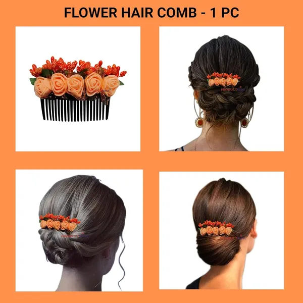 Orange_Floral_Flower_Hair_Comb_Artificial_Flower_Pin_For_Women_And_Girls_Hair