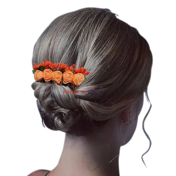 Orange_Floral_Flower_Hair_Comb_Artificial_Flower_Pin_For_Women_And_Girls_Hair