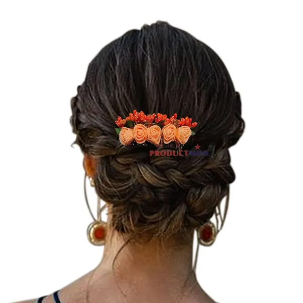 Orange_Floral_Flower_Hair_Comb_Artificial_Flower_Pin_For_Women_And_Girls_Hair