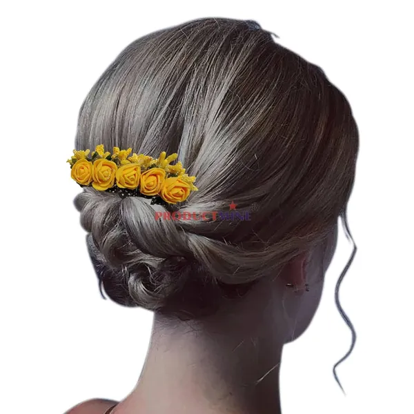 Yellow_Floral_Hair_Comb_With_Artificial_Flower_Pin_Floral_For_Women_And_Girls_Hair
