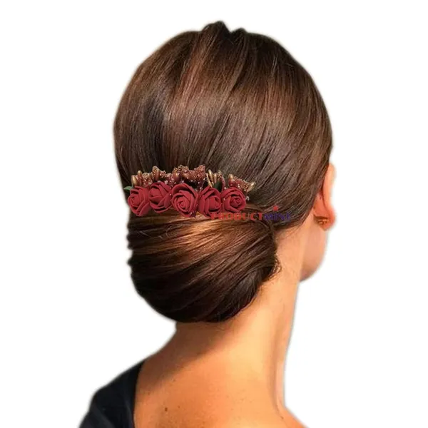 Maroon_Floral_Hair_Comb_Flower_Hair_Comb_Artificial_Flower_Pin_For_Women_And_Girls_Hair