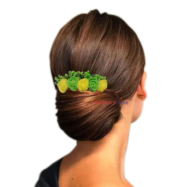 Yellow_Floral_Hair_Comb_With_Artificial_Flower_Pin_Floral_For_Women_And_Girls_Hair