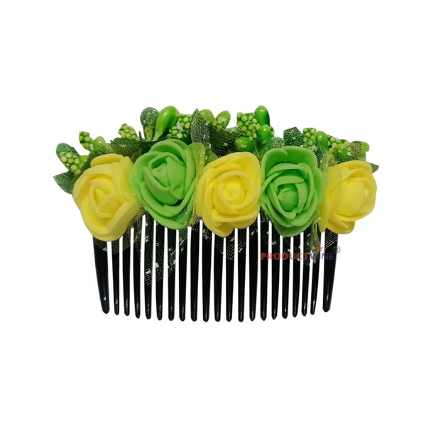 Yellow_Floral_Hair_Comb_With_Artificial_Flower_Pin_Floral_For_Women_And_Girls_Hair