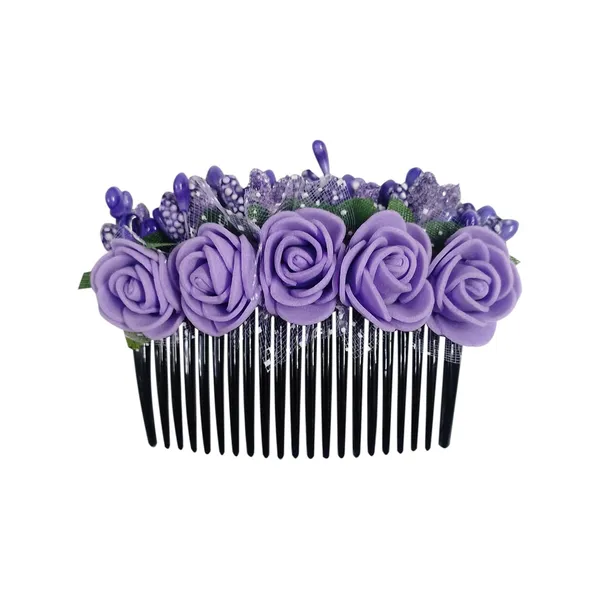 Purple_Floral_Hair_Comb_Artificial_Flower_Pin_Floral_For_Women_And_Girls_Hair