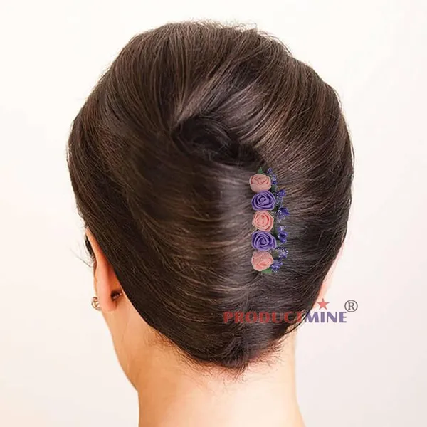 Purple_And_Peach_Floral_Hair_Comb_Flower_Hair_Comb_Artificial_Flower_For_Women_And_Girls_Hair