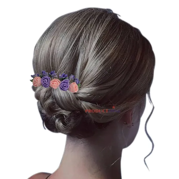Purple_And_Peach_Floral_Hair_Comb_Flower_Hair_Comb_Artificial_Flower_For_Women_And_Girls_Hair