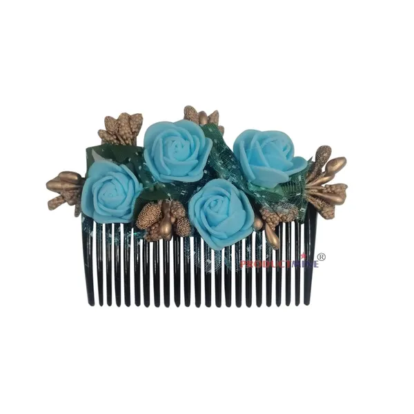 Blue_Floral_Hair_Comb_Pin_Floral_For_Women_And_Girls_Hair