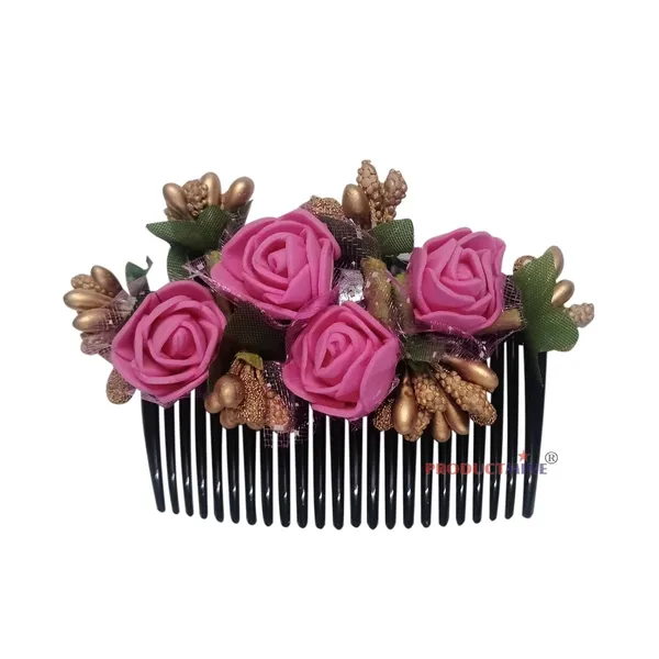 Magenta_Hair_Comb_Pin_Floral_For_Women_And_Girls_Hair