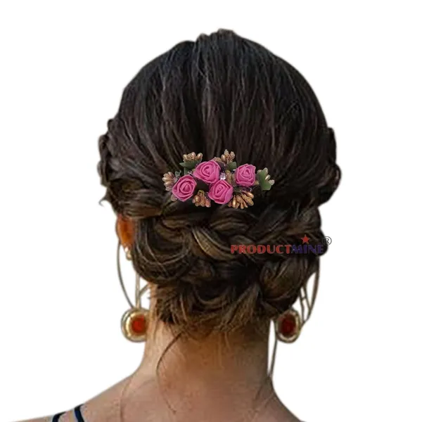 Magenta_Hair_Comb_Pin_Floral_For_Women_And_Girls_Hair